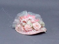 (image for) Vintage Miniature Pink Flower Hat for Dollhouses