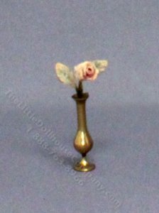 (image for) Miniature Pink Rose in a Bud Vase for Dollhouses