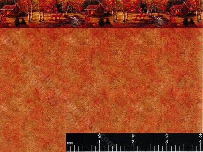 (image for) Stag Creek on Orange Pattern Miniature Wallpaper for Dollhouses
