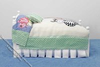 (image for) Miniature White Wooden Decorated Bed for Dollhouses