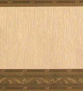 (image for) Miniature 3pc Cream Striped Wallpaper Set w/ Gold Brown Accents