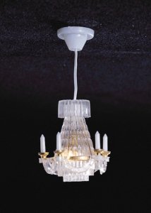(image for) Dollhouse Scale Model 12V Hanging Crystalene Chandelier