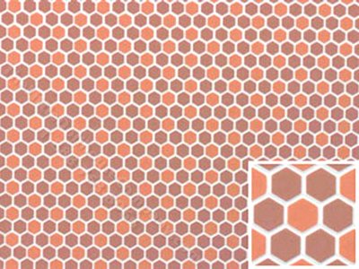 (image for) Dollhouse Scale Model Dark Terracotta Small Hexagon Tile Sheet