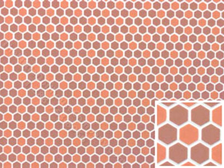 (image for) Dollhouse Scale Model Dark Terracotta Small Hexagon Tile Sheet