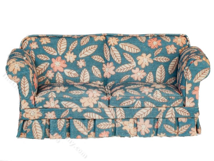 (image for) Miniature Country Style Sofa for Dollhouses - Blue
