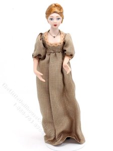 (image for) Miniature Porcelain Regency Lady in Brown