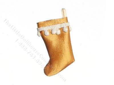 (image for) Miniature Gold Christmas Stocking with Tassels