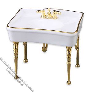 (image for) Miniature Classic White Single Sink for Dollhouses