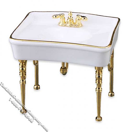 (image for) Miniature Classic White Single Sink for Dollhouses