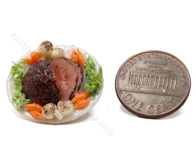 (image for) Miniature Roast Beef Platter for Dollhouses