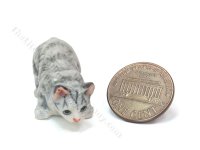 (image for) Miniature Grey Tabby Cat Figurine for Dollhouses
