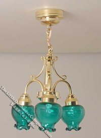 (image for) Miniature Battery Operated Second Ave. 3-Arm Chandelier - Green