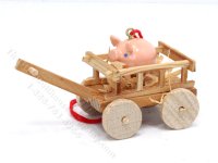 (image for) Miniature Pig in a Wagon Toy for Dollhouses