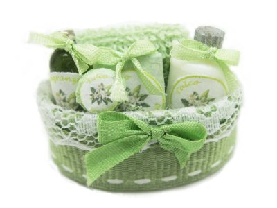 (image for) Miniature Spa Basket in Green for Dollhouses
