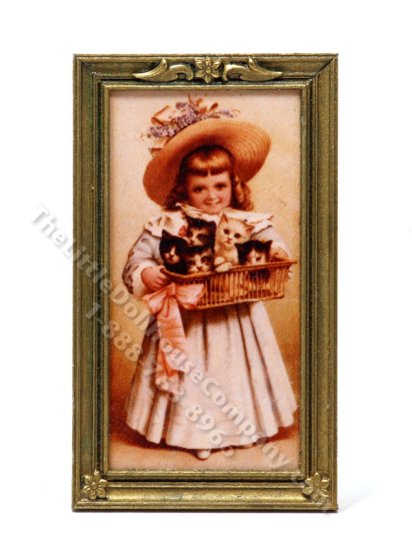 (image for) Vintage Miniature Signed Framed Art Print for Dollhouses