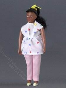 (image for) Miniature Black Pregnant Woman with Outfit Dollhouse Doll
