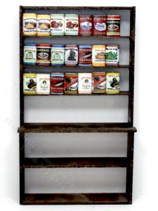 (image for) Miniature Walnut Store Shelf with Goods for Dollhouses