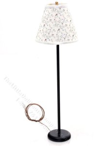 (image for) Miniature Black Floor Lamp with Floral Shade