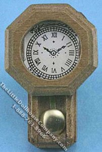 (image for) Miniature Walnut Railway Clock for Dollhouses
