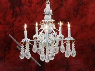 (image for) Dollhouse Scale Model White Bluette Chandelier