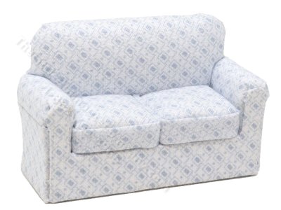(image for) 1:24 Scale Miniature Sugar Squares Sofa for Dollhouses - Blue