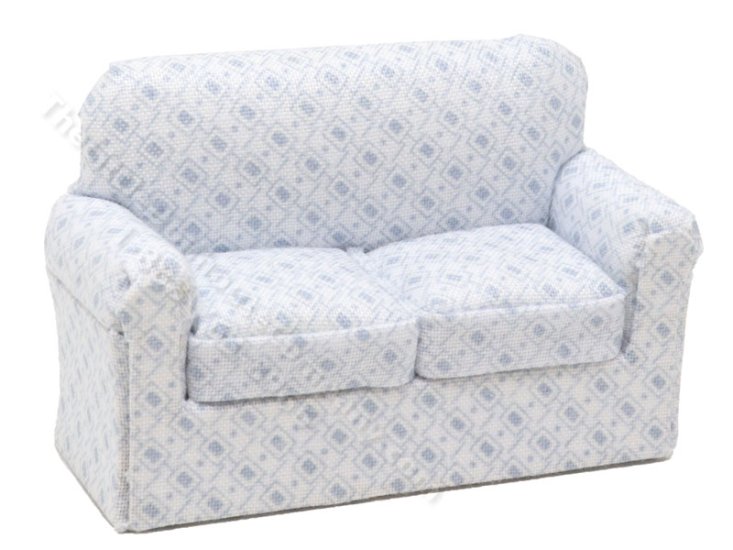 (image for) 1:24 Scale Miniature Sugar Squares Sofa for Dollhouses - Blue