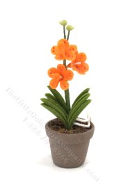 (image for) Miniature Pot of Orange Orchids for Dollhouses