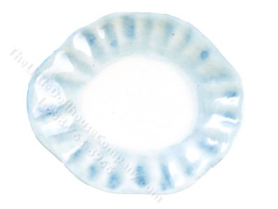 (image for) Miniature Ceramic Platter with Blue Scalloped Petal Edges