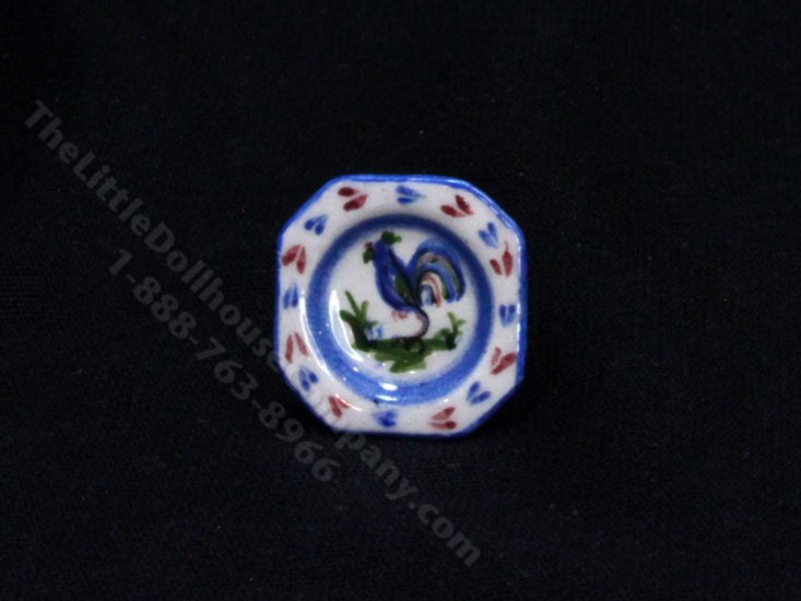 (image for) Miniature Porcelain Quimper Chicken Plate by Janice Crawley