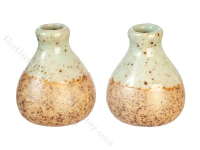 (image for) Miniature Pair of Two-tone Speckle Vases for Dollhouses