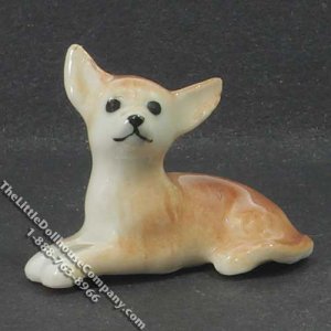 (image for) Miniature Porcelain Laying Chihuahua for Dollhouses