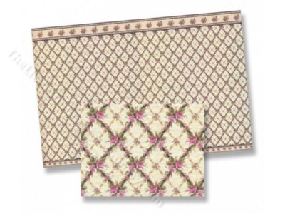 (image for) 1/2 Scale Flower Lattice Wallpaper for Dollhouses