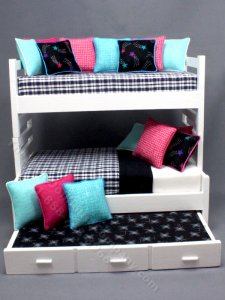 (image for) Miniature Black and White Plaid Bunkbed for Dollhouses