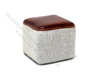 (image for) Miniature Small Linen & Leather Cube Footstool by PRD Miniatures