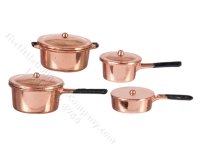 (image for) Miniature Copper Pot Set for Dollhouses