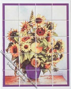 (image for) Dollhouse Scale Model Sunflower Theme Decorative Wall Tiles