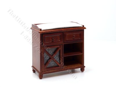(image for) Miniature Walnut Changing Table for Dollhouses