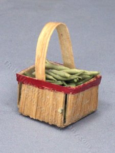 (image for) Miniature Quart Basket of Green Beans for dollhouses