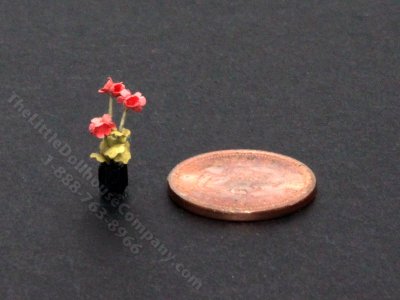 (image for) Handmade Miniature 1/4 Scale Red Flowers for Dollhouses