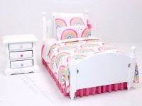 (image for) Miniature Pink Pastel Rainbow Bedroom Set for Dollhouses