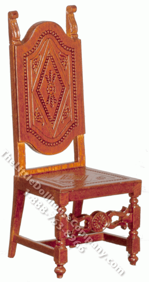 (image for) Miniature 17th Spanish High Back Chair for Dollhouses