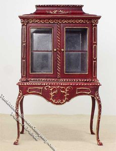 (image for) Miniature Ornate Mahogany China Cabinet for Dollhouses