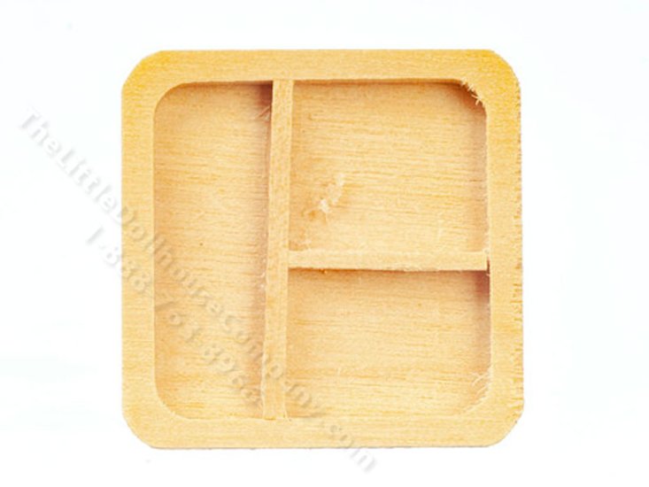 (image for) Miniature Divided Wooden Tray for Dollhouses