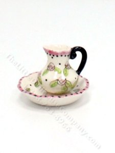 (image for) Miniature Ceramic Rose Pitcher and Wash Bowl