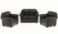 (image for) Miniature Black Leather Club Chair For Dollhouses