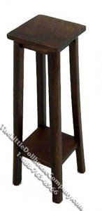 (image for) Miniature Tall Walnut Finish Fern Stand for Dollhouses