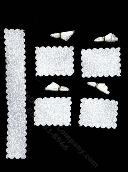 (image for) Miniature White Table Runner with Placemats & Napkins