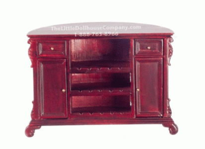 (image for) Miniature Mahogany Demi Lune Shaped Bar for Dollhouses
