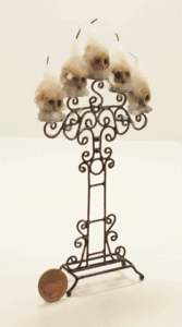(image for) Miniature Large Standing Skull Candelabra for Dollhouses