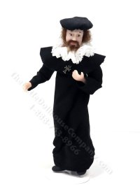 Miniature Handcrafted Tudor Priest Doll by Detta's Darling Dolls (image for) Miniature Handcrafted Tudor Priest Doll by Detta's Darling Dolls